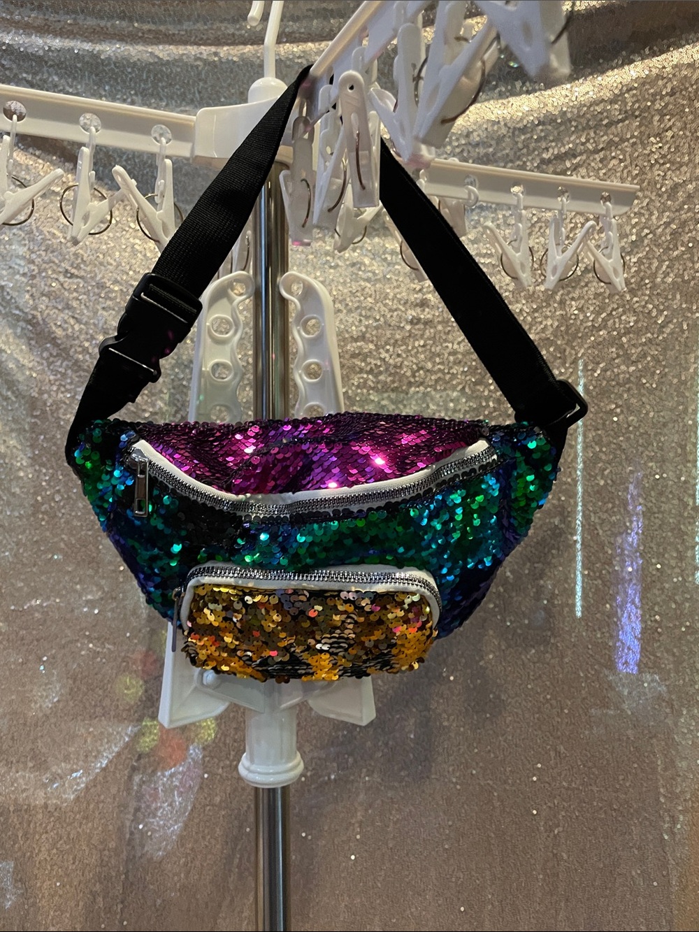 Mardi Gras Sequin Color-Shift Belt Bag - Multi NWOT